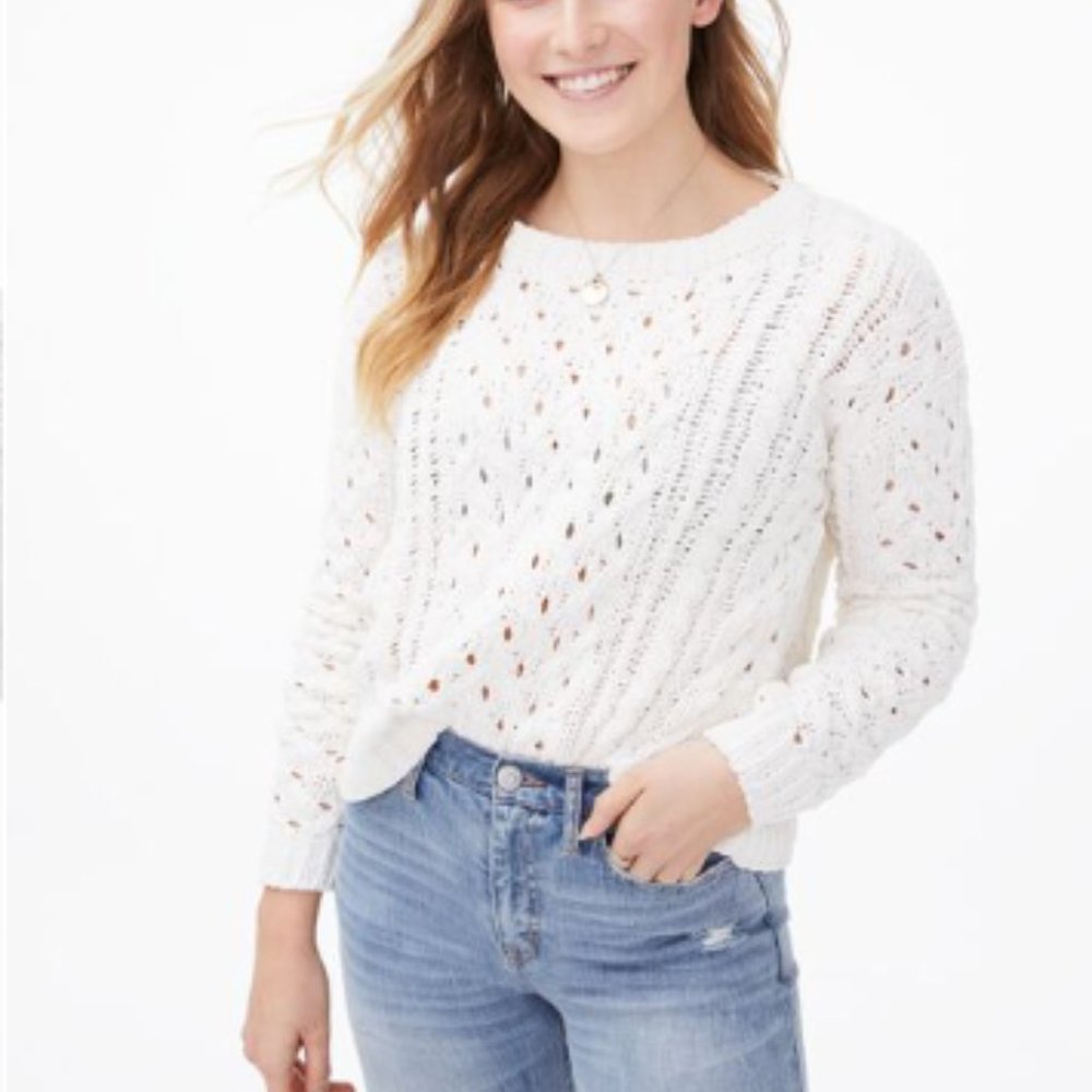 White Chenille Knit Sweater